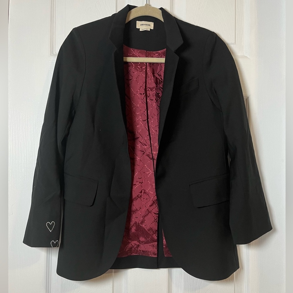Zadig & Voltaire Black wool very double heart cuff open blazer size 34 /US 2